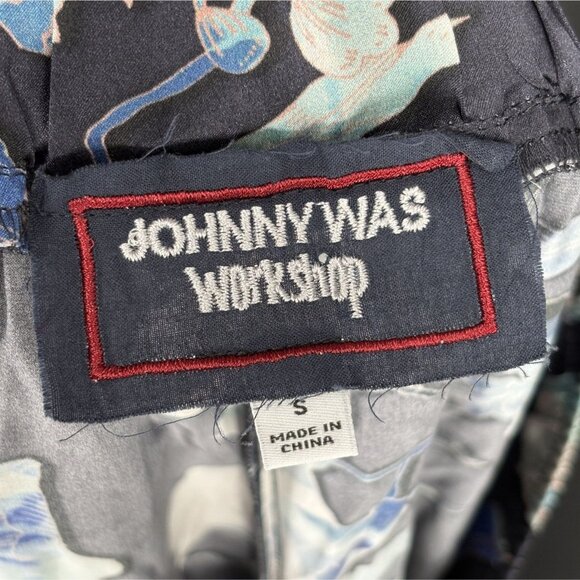 Johnny Was Women's Chryssy Charmeuse Wide Leg Pant S Blue 100% Silk Floral - Picture 5 of 9